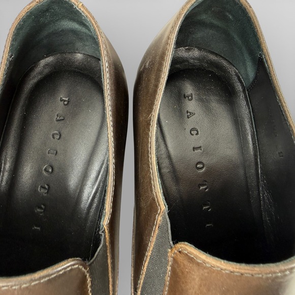 Cesare Paciotti Slip On Loafer Dress Shoes Men size US 10 Cap Toe Brown Leather - Picture 11 of 11